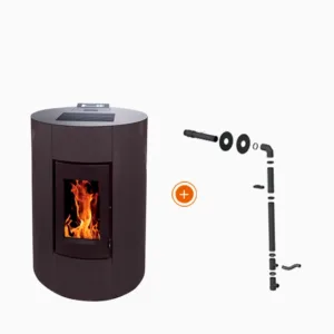 Promo-Paket: EMAFLAM NOVA 12 kW schwarzer, abgedichteter Pelletofen mit Abluftkanal + Rauchrohr-Set